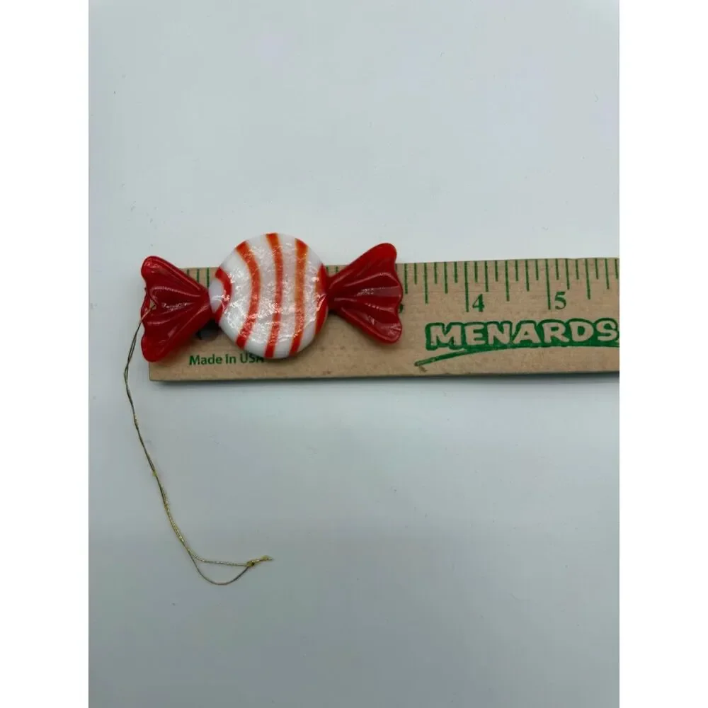 festive red and white glass wrapped candy, ornaments